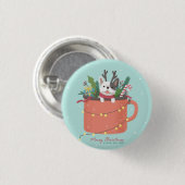 Frohe Weihnachten: Hunde Illustration Art Button (Vorne & Hinten)