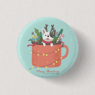 Frohe Weihnachten: Hunde Illustration Art Button