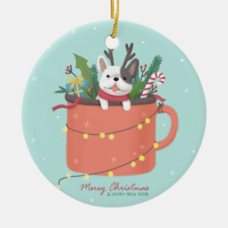 Frohe Weihnachten: Hunde Illustration Art Keramik Ornament