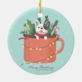 Frohe Weihnachten: Hunde Illustration Art Keramik Ornament (Hinten)