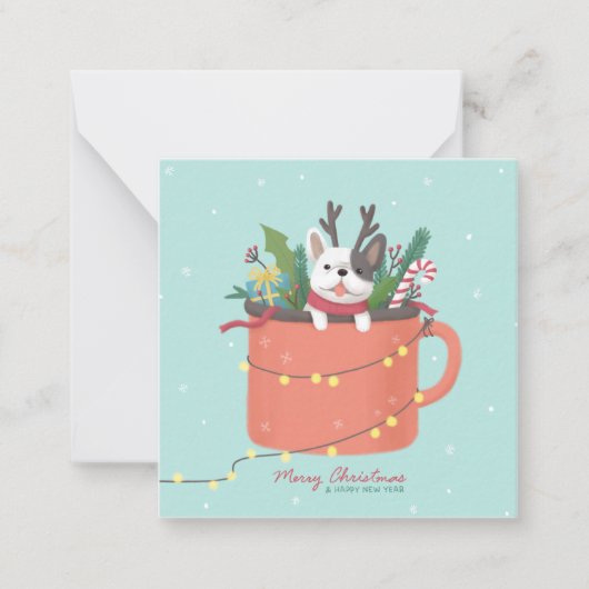 Frohe Weihnachten: Hunde Illustration Art Mitteilungskarte (Vorderseite)