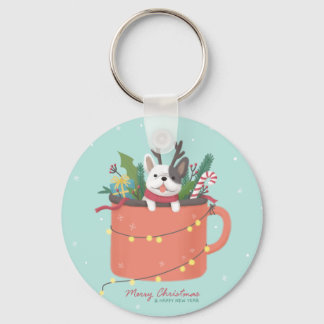 Frohe Weihnachten: Hunde Illustration Art Schlüsselanhänger