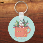 Frohe Weihnachten: Hunde Illustration Art Schlüsselanhänger (Rückseite)