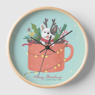 Frohe Weihnachten: Hunde Illustration Art Uhr