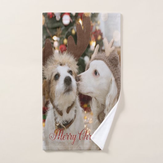 Frohe Weihnachten, Hunde in Liebe Badhandtuch Set (Handtuch)