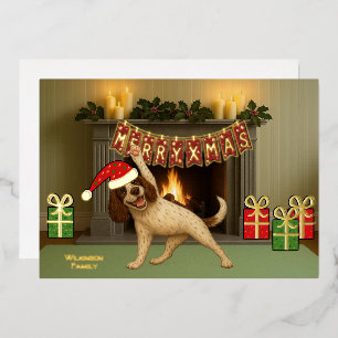 Frohe Weihnachten Hunde-Yoga Folien Feiertagskarte