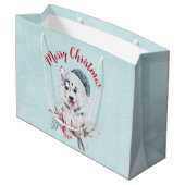 Frohe Weihnachten Husky Hund in einer Weihnachtsma Große Geschenktüte (Rückseite Schrägansicht)
