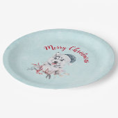 Frohe Weihnachten Husky Hund in einer Weihnachtsma Pappteller (Schrägansicht)