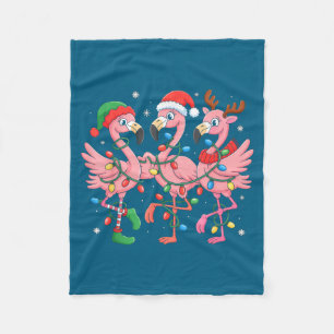 Frohe Weihnachten Hut Santa Flamingo Licht Weihnac Fleecedecke