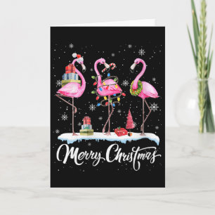 Frohe Weihnachten Hut Santa Flamingo Licht Weihnac Karte