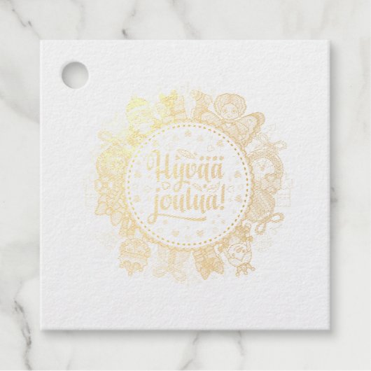 Frohe Weihnachten Hyvää joulua finnische Geschenkm Geschenkanhänger (Vorderseite)