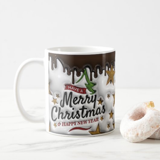 Frohe Weihnachten I 11 oz und 15 oz png digitale D Kaffeetasse (Mit Donut)