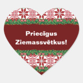 Frohe Weihnachten I Priecīgus Ziemassvētkus Herz-Aufkleber (Vorderseite)