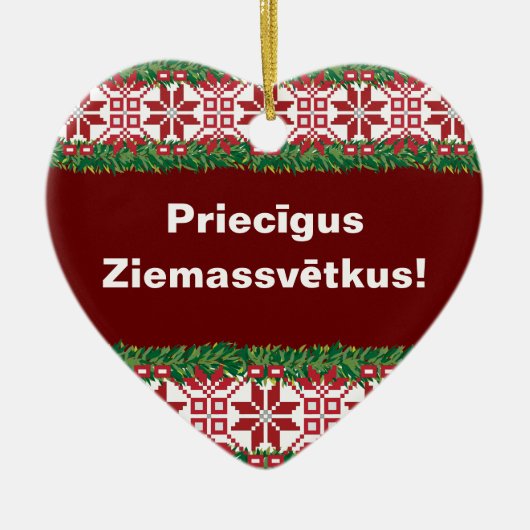 Frohe Weihnachten I Priecīgus Ziemassvētkus Keramik Ornament (Vorne)
