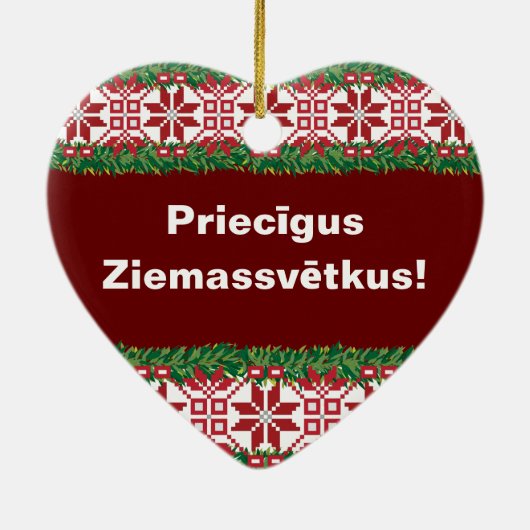 Frohe Weihnachten I Priecīgus Ziemassvētkus Keramik Ornament (Hinten)