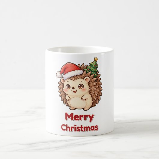 Frohe Weihnachten Igel Baum Tasse (Mittel)