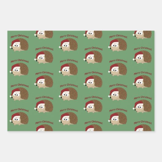 Frohe Weihnachten! Igel Geschenkpapier Set (Vorderseite 3)