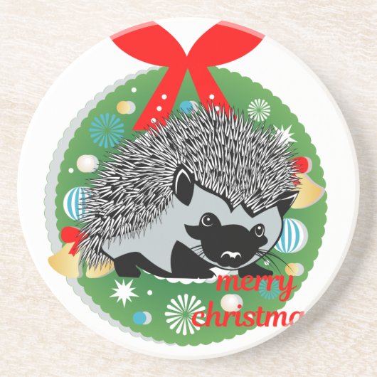 frohe weihnachten igel getränkeuntersetzer (Vorne)