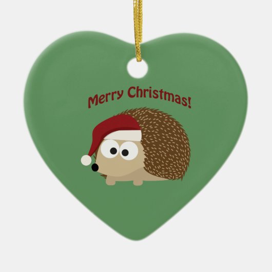 Frohe Weihnachten! Igel Keramik Ornament (Vorne)