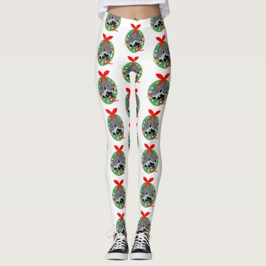 frohe Weihnachten Igel Leggings (Vorderseite)