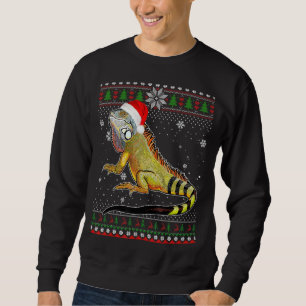 Frohe Weihnachten Iguana Hat Santa in Snow Ugly Sw Sweatshirt