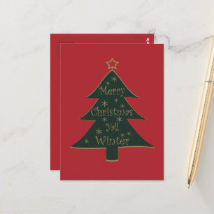 Frohe Weihnachten ihr alle dekorierter Kiefernbaum Postkarte