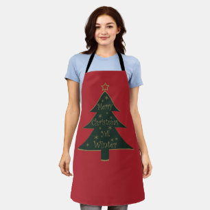 Frohe Weihnachten ihr alle dekorierter Kiefernbaum Schürze