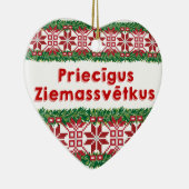 Frohe Weihnachten II Priecīgus Ziemassvētkus Keramikornament (Rechts)