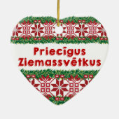 Frohe Weihnachten II Priecīgus Ziemassvētkus Keramikornament (Hinten)