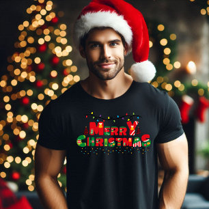 Frohe Weihnachten: Illuminierte Freude in Typograf T-Shirt