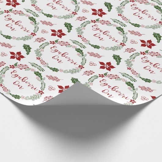 Frohe Weihnachten im Baskischen Eguberri Geschenkpapier (Ecke)