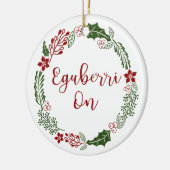 Frohe Weihnachten im Baskischen Eguberri Keramik Ornament (Links)