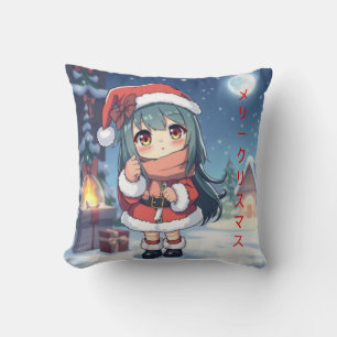 Frohe Weihnachten im japanischen Anime Girl Kissen