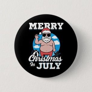 Frohe Weihnachten im Juli Lustiger Santa Button