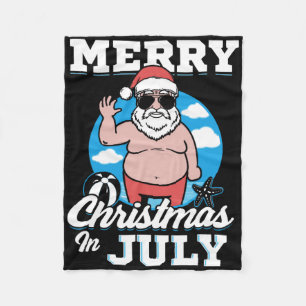 Frohe Weihnachten im Juli Lustiger Santa Fleecedecke