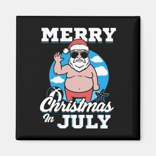 Frohe Weihnachten im Juli Lustiger Santa Magnet (Vorne)