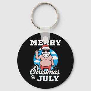 Frohe Weihnachten im Juli Lustiger Santa  Schlüsselanhänger