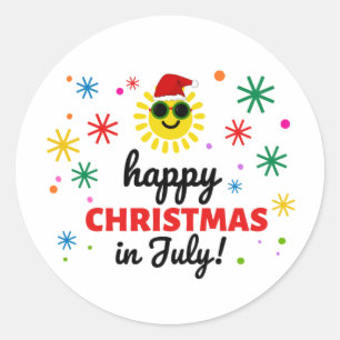 Frohe Weihnachten im Juli Runder Aufkleber