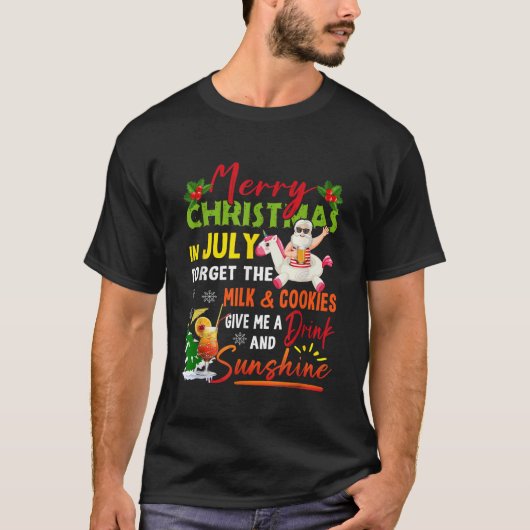 Frohe Weihnachten im Juli Santa Beach Sommerurlaub T-Shirt (Vorderseite)