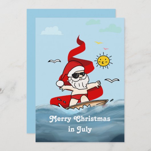 Frohe Weihnachten im Juli Surfen Weihnachtsmann (Vorne/Hinten)