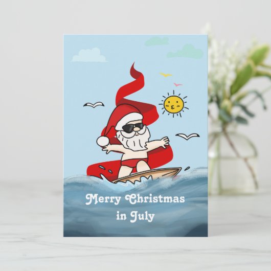 Frohe Weihnachten im Juli Surfen Weihnachtsmann (Stehend Vorderseite)