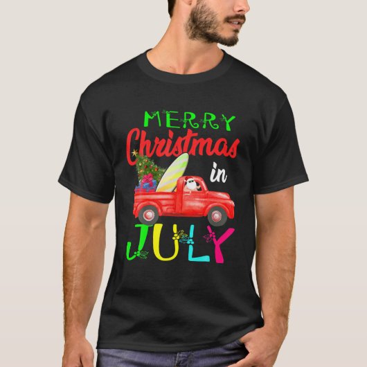 Frohe Weihnachten im Juli Weihnachtsmann Truck Sur T-Shirt (Vorderseite)
