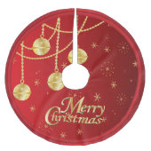 Frohe Weihnachten im Rot u. in den Polyester Weihnachtsbaumdecke (Vorderseite)