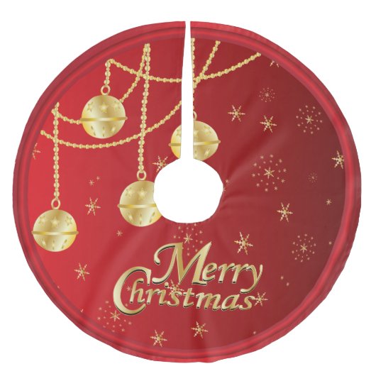 Frohe Weihnachten im Rot u. in den Polyester Weihnachtsbaumdecke (Vorderseite)