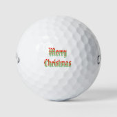 Frohe Weihnachten im roten grünen Text, Golfball (Vorderseite)