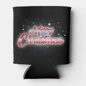 Frohe Weihnachten im roten Text auf BLACK Dosenkühler (Vorderseite)