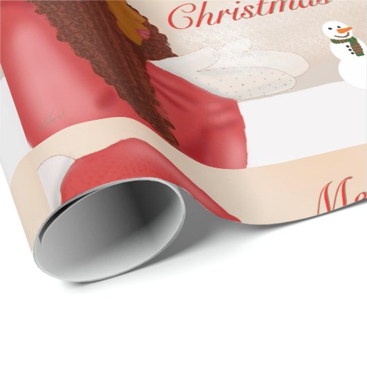 Frohe Weihnachten im Schnee Geschenkpapier (Rolleneckpunkt)