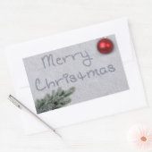 Frohe Weihnachten im Schnee geschrieben Rechteckiger Aufkleber (Umschlag)