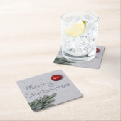 Frohe Weihnachten im Schnee geschrieben Rechteckiger Pappuntersetzer (Vor Ort)