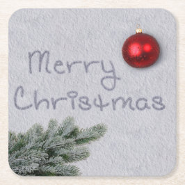 Frohe Weihnachten im Schnee geschrieben Rechteckiger Pappuntersetzer